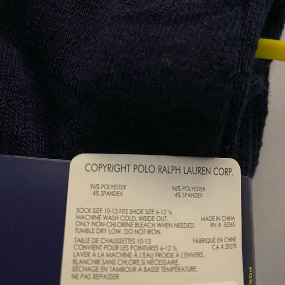 Polo Ralph Lauren Sport Socks - 6 pairs - Navy Blue - NEW - Picture 2 of 4
